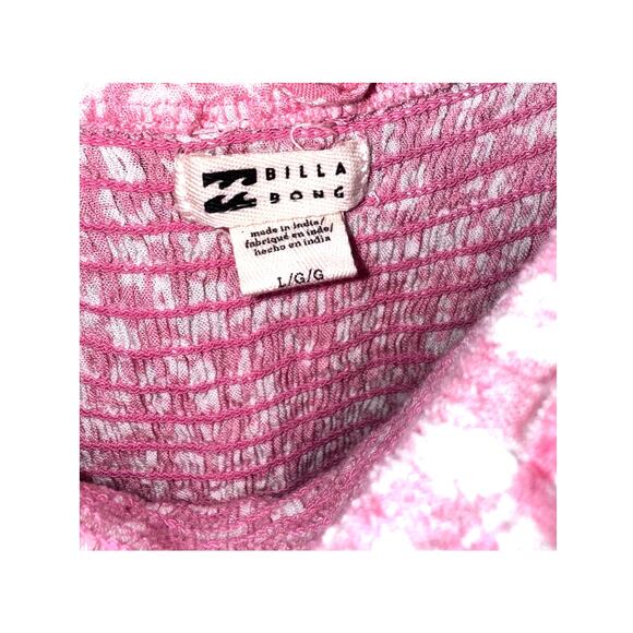 Billabong Pink and White Ruched Tight Fitting Large Tank Top - Picture 2 of 3